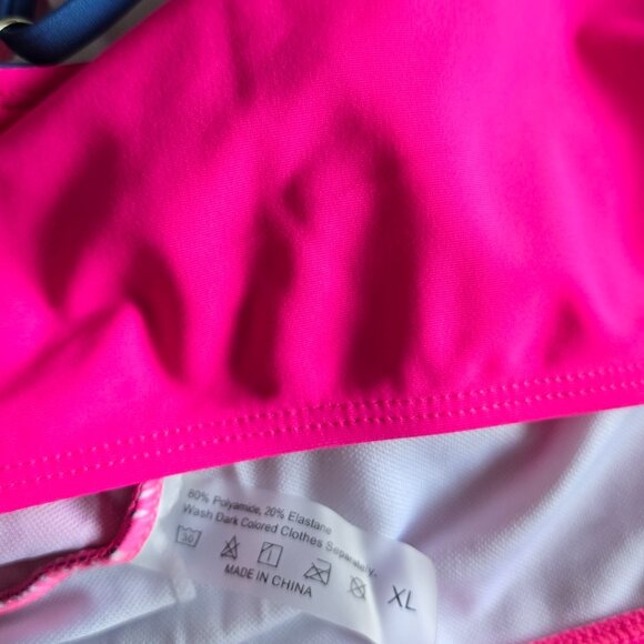 Pink and Blue 1 Shoulder Strap Bikini, Size XL - Picture 6 of 6